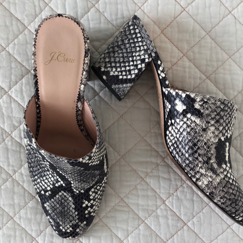 JCrew crocodile Mules